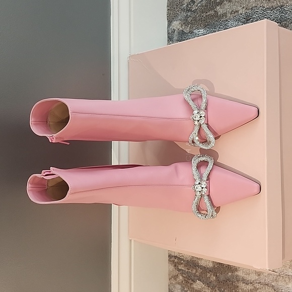 MACH & MACH Crystal Embellished Double Bow Bootie size 38 - Picture 2 of 7